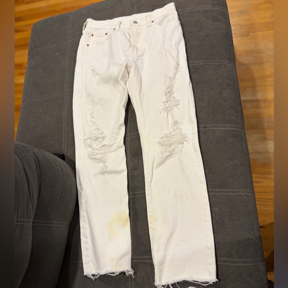 Vintage Levi 501s - White Distressed Women Jeans
